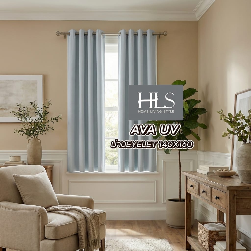 ผ้าม่าน EYELET HOME LIVING STYLE AVA UV 140x160 ซม. สีเทา