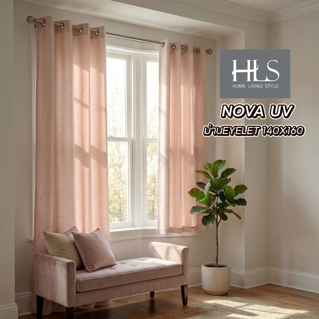 ผ้าม่าน EYELET HOME LIVING STYLE NOVA UV 140x160 ซม. สีชมพู