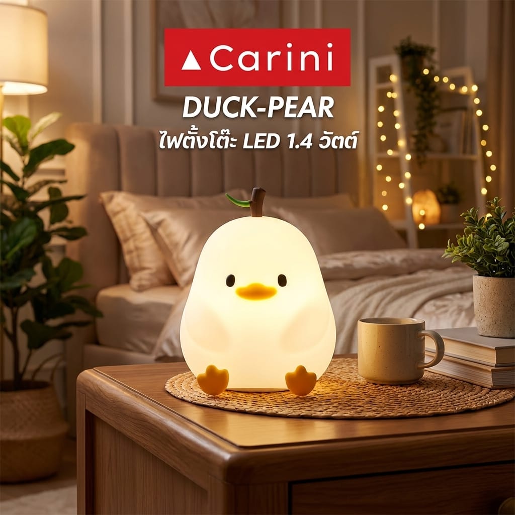 โคมไฟซิลิโคน เป็ดน้อย CARINI DUCK-PEAR 1.4 วัตต์ เปลี่ยนแสงได้ สีขาว/เหลือง