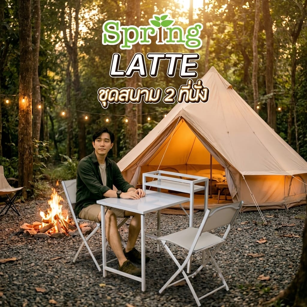 ชุดสนาม 2 ที่นั่ง SPRING LATTE สีเทา