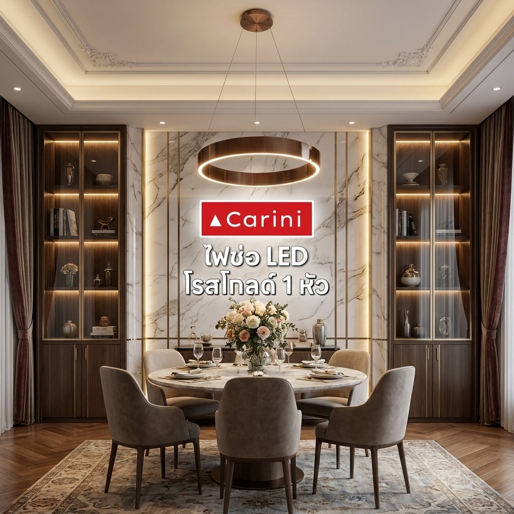 ไฟช่อ LED CARINI KM1629-600mm 30 วัตต์ DAYLIGHT/COOL WHITE/WARM WHITE สีขาว/โรสโกลด์ 1 หัว