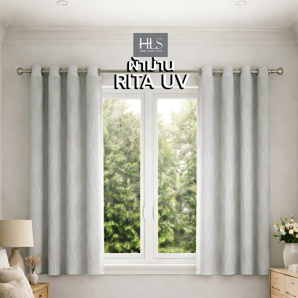 ผ้าม่าน EYELET HOME LIVING STYLE RITA UV 140x160 ซม. สีเทา