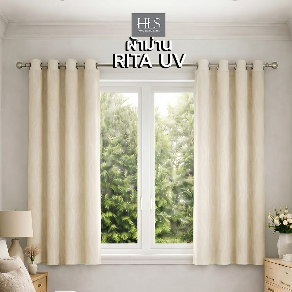ผ้าม่าน EYELET HOME LIVING STYLE RITA UV 140x160 ซม. สีครีม