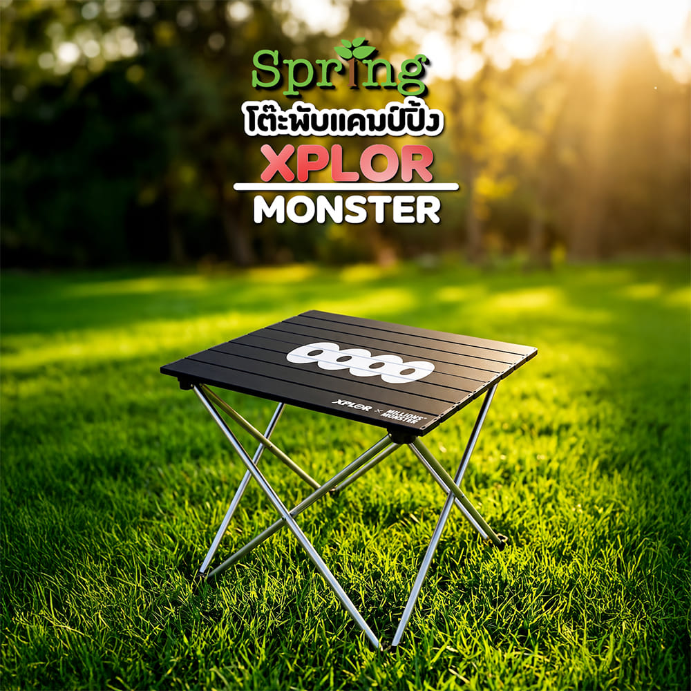 โต๊ะพับแคมป์ปิ้ง SPRING XPLOR X MILLIONSMONSTER 50 ซม. สีดำ