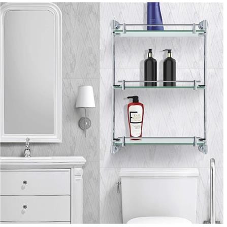 MOYA GLASS SHELF 3 TIER 29498 CHROME H38XW59.80XD12.50CM