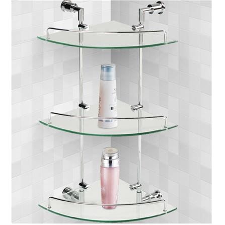 MOYA GLASS SHELF 3 TIER 29497 CHROME H59.80XW12.50XD33 CM