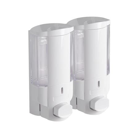 MOYA SOAP DISPENSER SD-828A 2-CHAMBER WHITE-CLEAR (H18.20XW16.20XD8.50 CM)