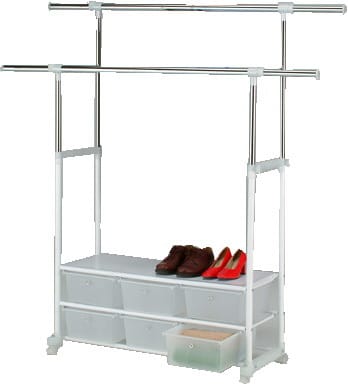 CLOTH RACK WITH 6 DRAWERS WITH WHEELS PLIM W150XD47XH165CM WHITE