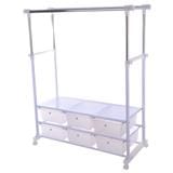 CLOTH RACK WITH 6 DRAWERS WITH WHEELS PLIM W150XD47XH165CM WHITE