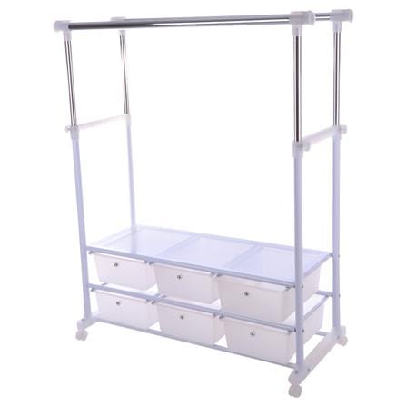 CLOTH RACK WITH 6 DRAWERS WITH WHEELS PLIM W150XD47XH165CM WHITE
