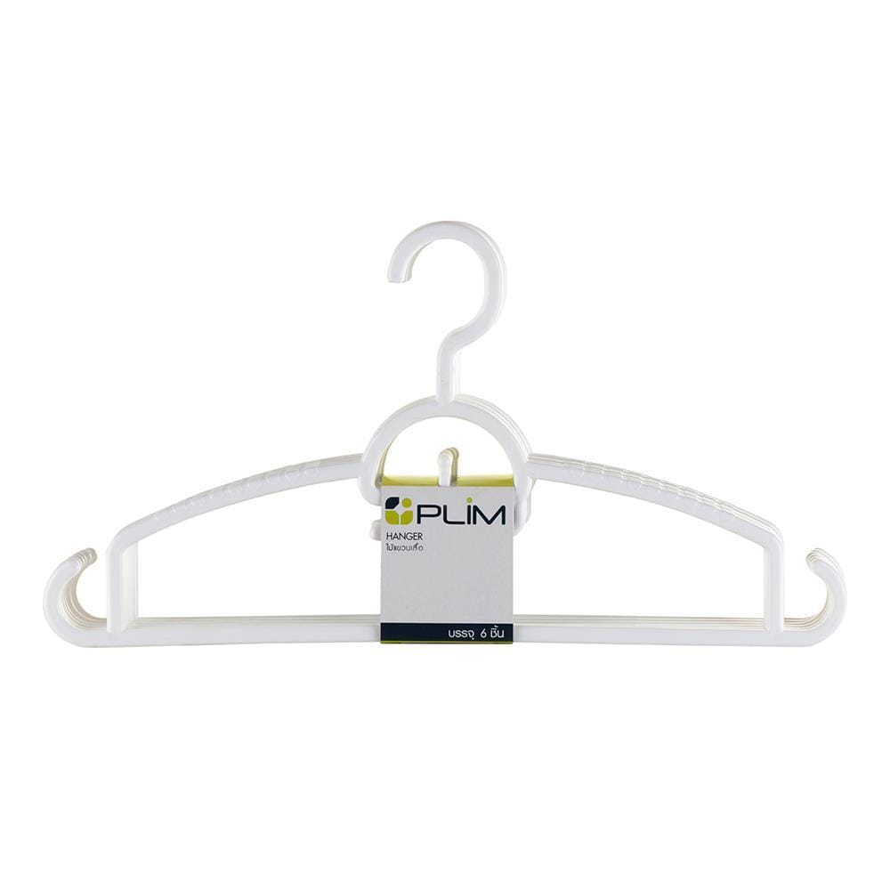 CLOTHES HANGER PLIM H1174,P1174 WHITE PACK6