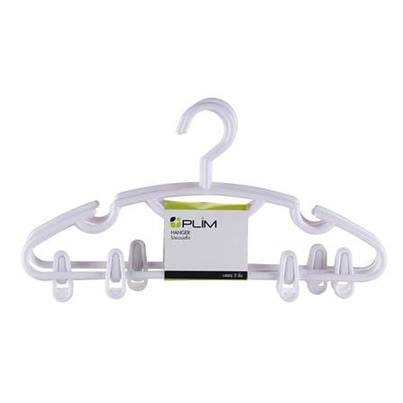 CLOTHES HANGER WITH CLIPS PLIM H022AA-W WHITE PACK3