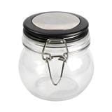 ROUND GLASS CANISTER WITH SPRING LID S BLACK