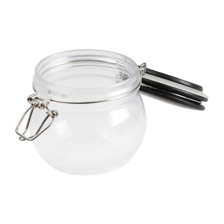 ROUND GLASS CANISTER WITH SPRING LID S BLACK