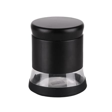 ROUND GLASS CANISTER WITH SCREW LID S BLACK