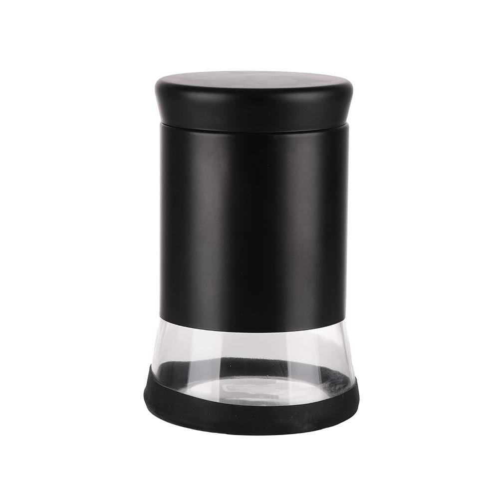 ROUND GLASS CANISTER WITH SCREW LID M BLACK