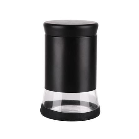 ROUND GLASS CANISTER WITH SCREW LID M BLACK