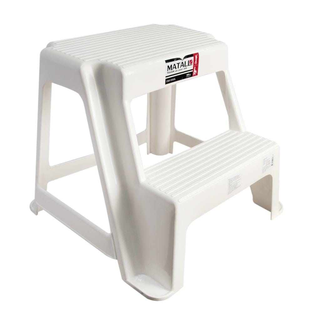 PLASTIC STEP STOOL MATALL 2-STEP WHITE