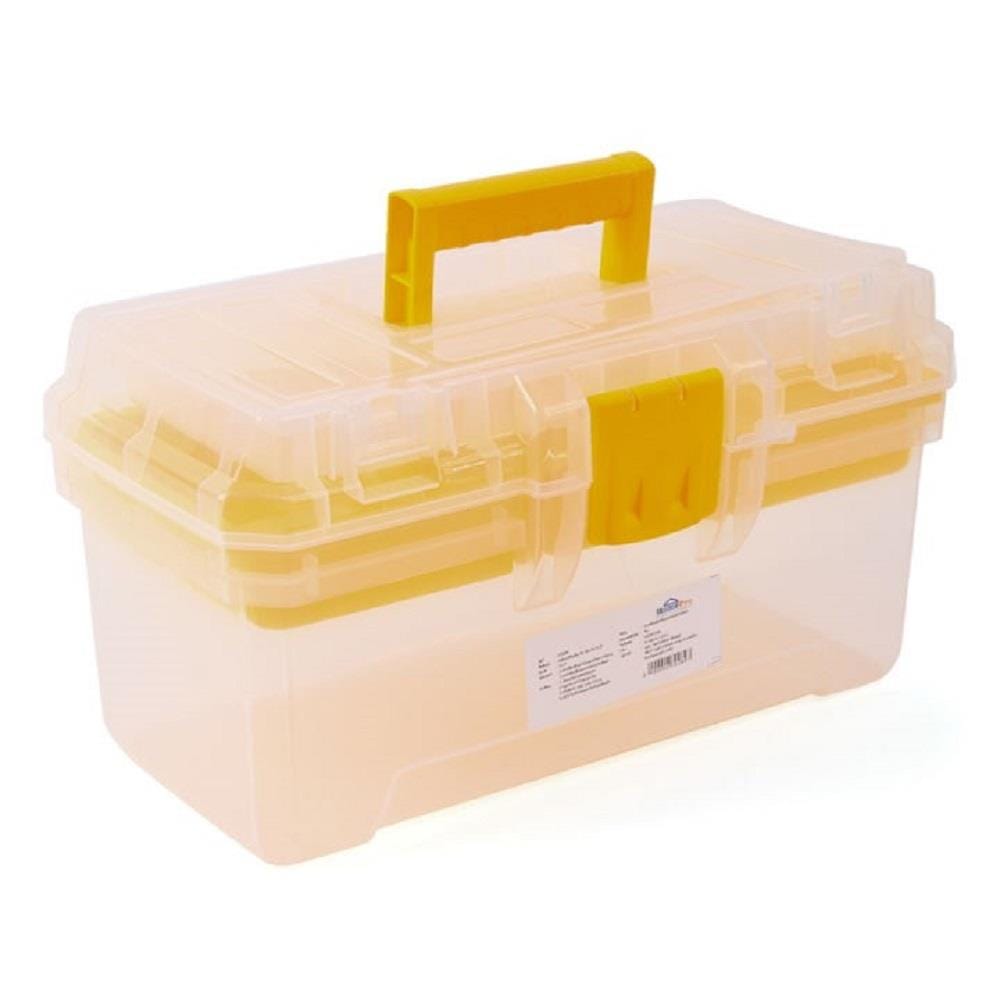 HOMEPRO HUALEI TOOL BOX PLASTIC WITH TRAY CLEAR 12INCH W30.5XD17XH14.5 CM