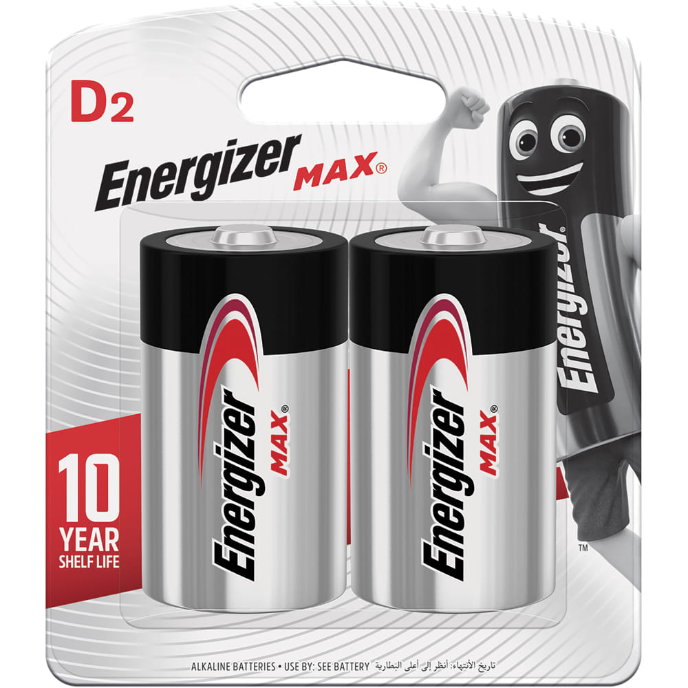 ENERGIZER MAX D 1.5V ALKALINE BATTERY 2PC E95BP2G