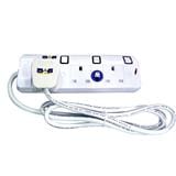 CENTO TRAILING SOCKET CT583 3 GANG 2M WHITE