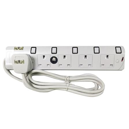 CENTO TRAILING SOCKET CT585 5 GANG 2M WHITE