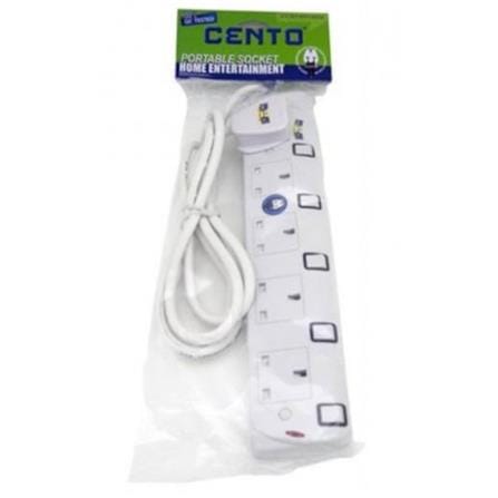 CENTO TRAILING SOCKET CT585 5 GANG 2M WHITE