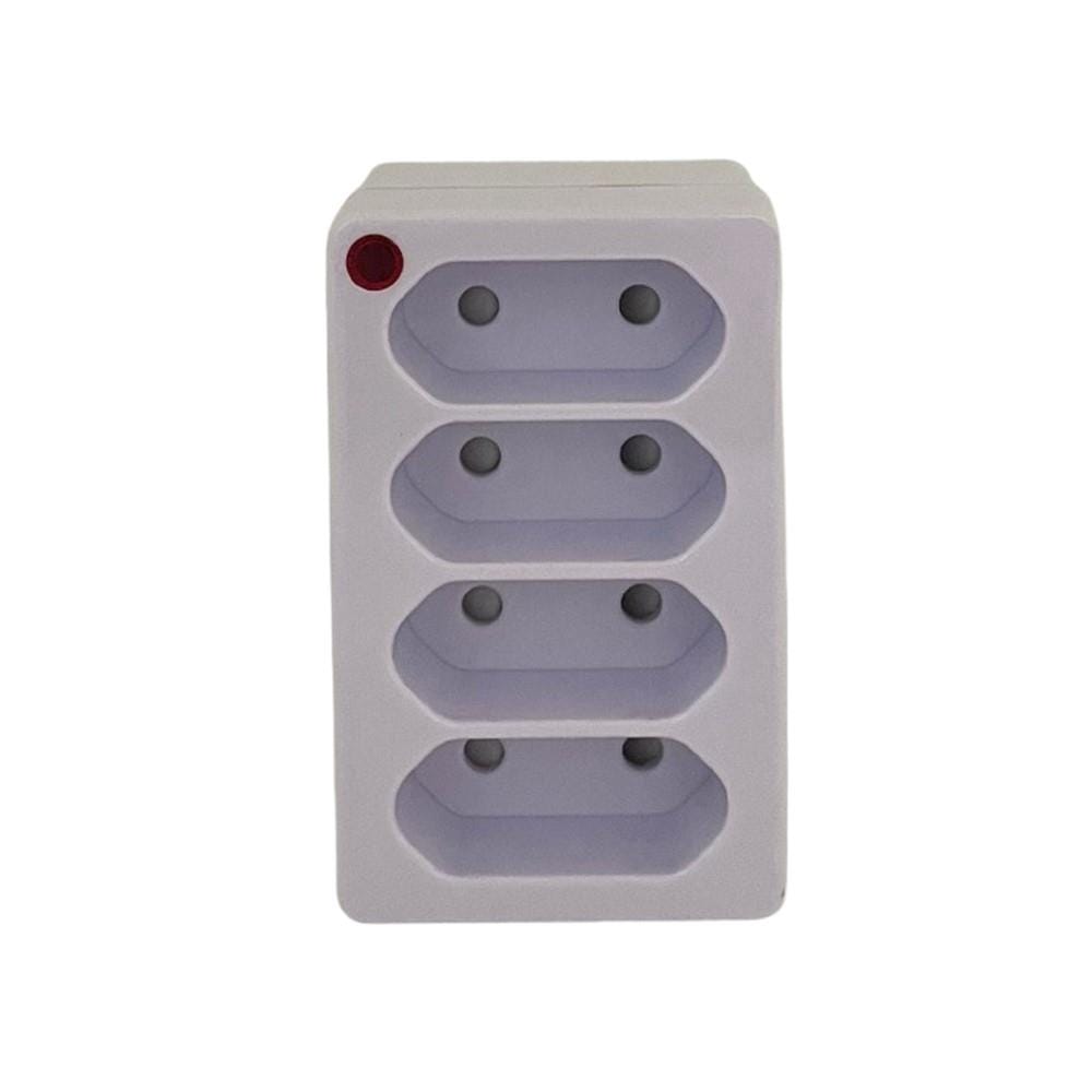 NNE 2 PIN 4 WAY ADAPTER WITH NEON LIGHT 2051SN WHITE