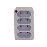 NNE 2 PIN 4 WAY ADAPTER WITH NEON LIGHT 2051SN WHITE