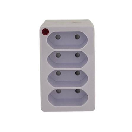 NNE 2 PIN 4 WAY ADAPTER WITH NEON LIGHT 2051SN WHITE