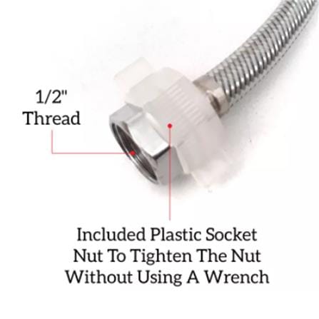 BATH TIME TOILET TANK HOSE 20" BT 190050 STAINLESS STEEL