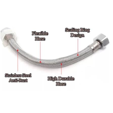BATH TIME TOILET TANK HOSE 20" BT 190050 STAINLESS STEEL