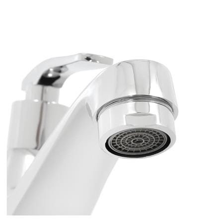 MOYA SINGLE BASIN FAUCET PN-8101 WHITE CHROME PLATED BRASS