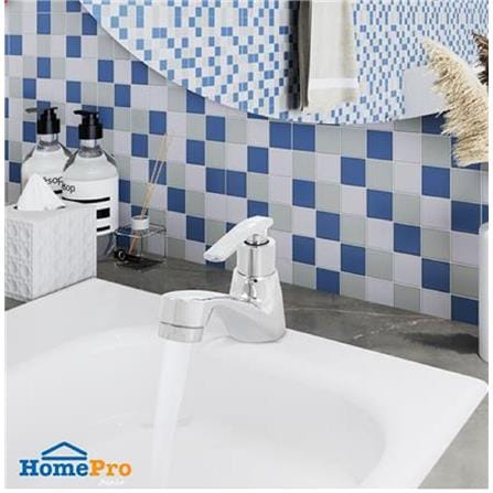 MOYA SINGLE BASIN FAUCET PN-8101 WHITE CHROME PLATED BRASS