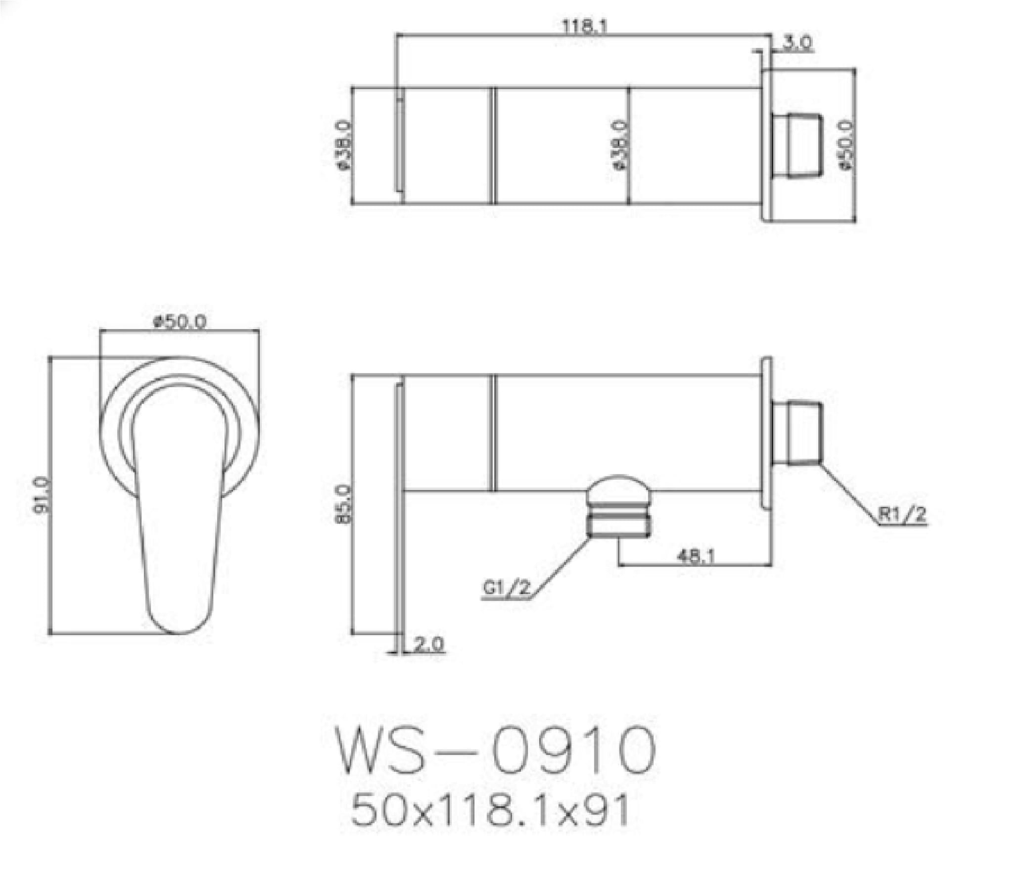 WATSON SHOWER STOP VALVE WS-0910 H11.30XW6.40XD6.40 CM