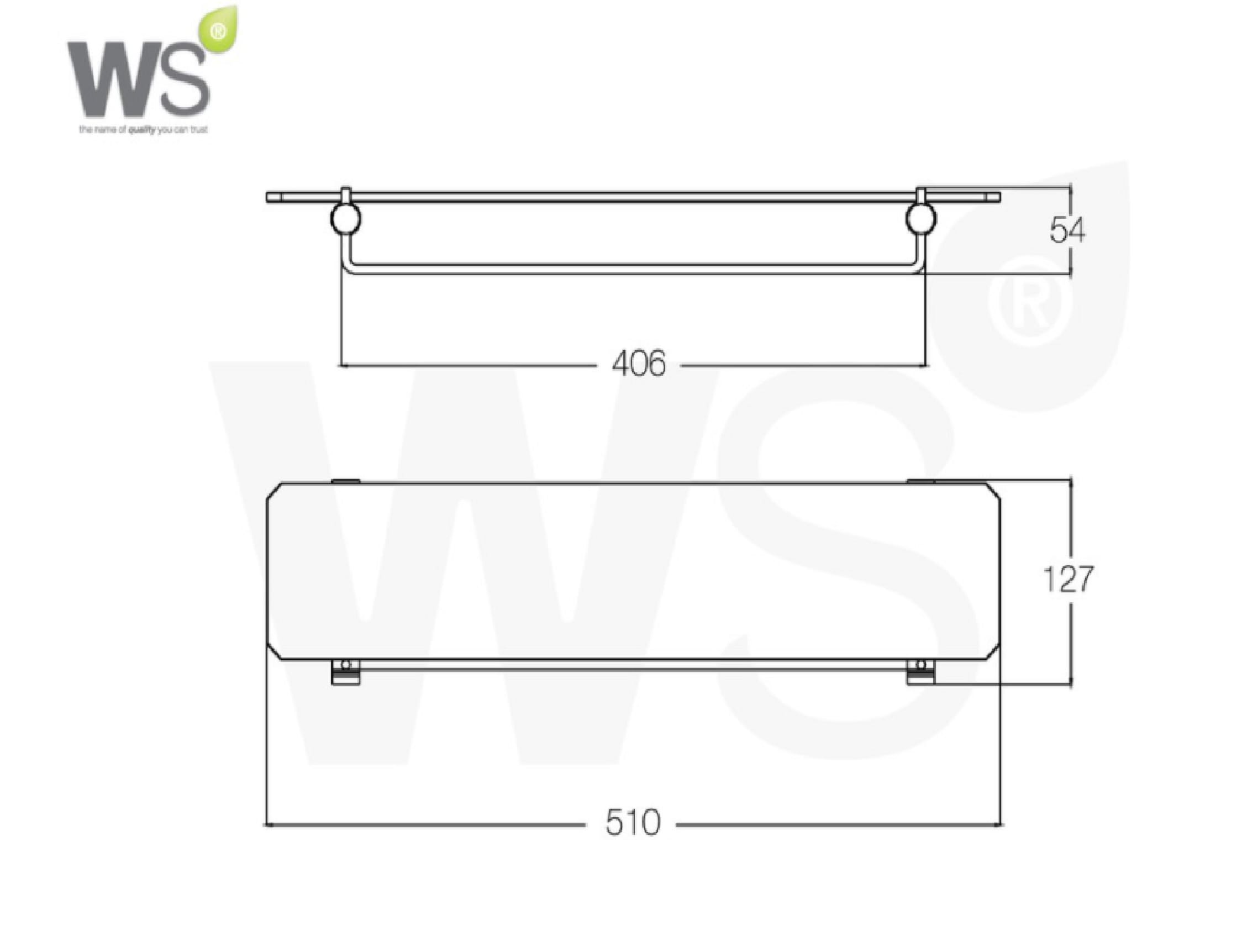 GLASS SHELF ZS-5019 WATSON STAINLESS STEEL H5.40 X W51 X D12.70 CM