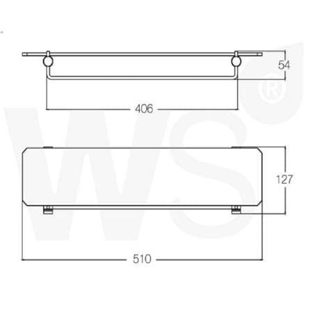 GLASS SHELF ZS-5019 WATSON STAINLESS STEEL H5.40 X W51 X D12.70 CM