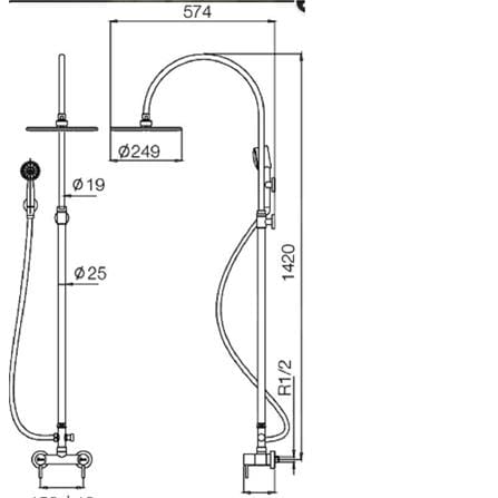 WATSON RAIN SHOWER MIXER WS-8071J SS H95XW55XD60 CM