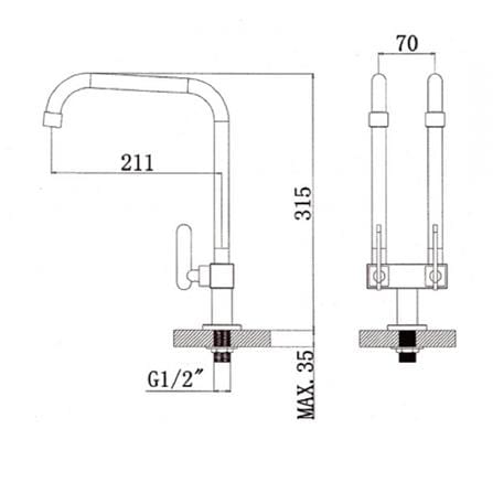 RASLAND SINK FAUCET F5912 CHROME H39XW23XD7 CM