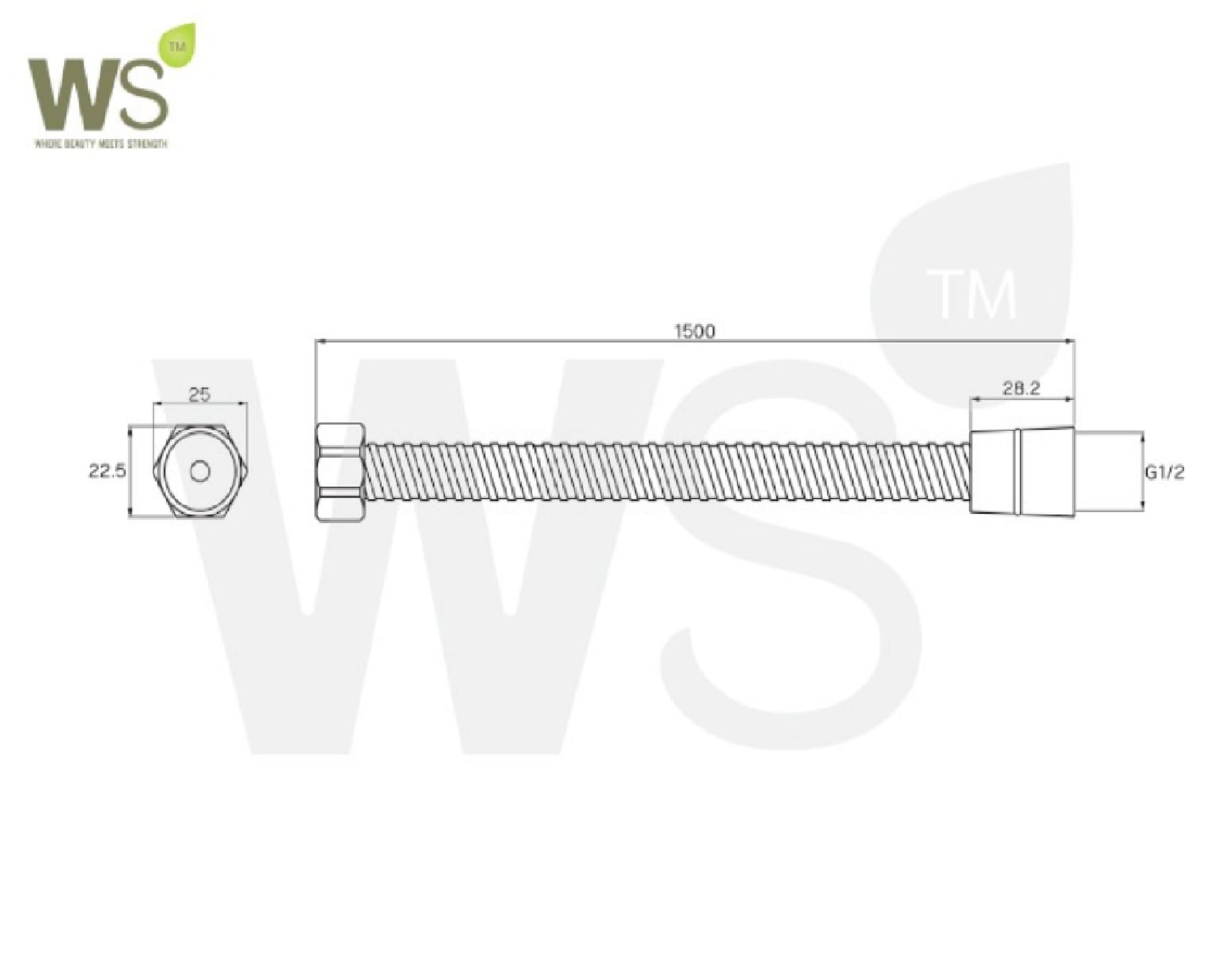 STAINLESS STEEL SHOWER HOSE WS WS-8815 150CM