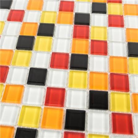 TARA GLASS MOSAIC TILE 30X30X0.4CM MIXED CHILLI