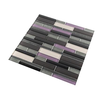 TARA GLASS MOSAIC TILE 30X30CM STRIPS PURPLE