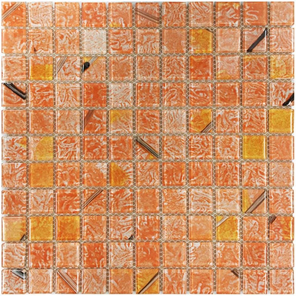 TARA GLASS MOSAIC TILE 30X30CM SPRING ORANGE