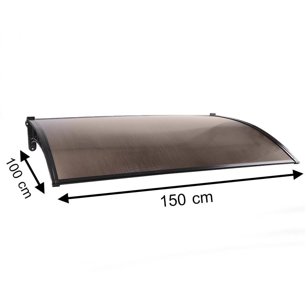 FIXED POLYCARBONATE AWNING SUNSHIELD 100X150CM BROWN