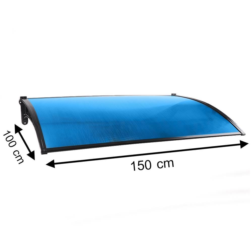 FIXED POLYCARBONATE AWNING SUNSHIELD 100X150CM BLUE