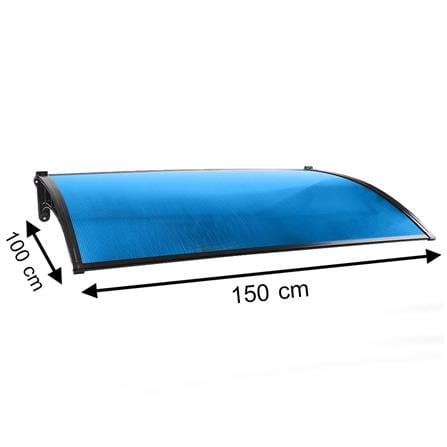 FIXED POLYCARBONATE AWNING SUNSHIELD 100X150CM BLUE