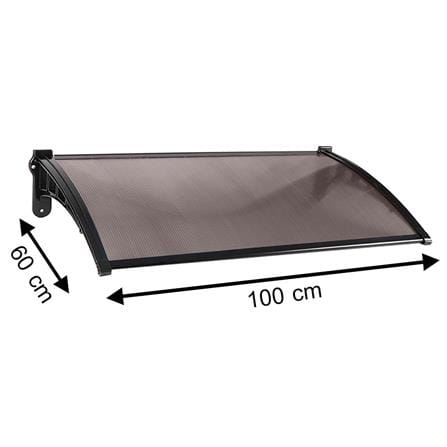 FIXED POLYCARBONATE AWNING SUNSHIELD 60X100CM BROWN