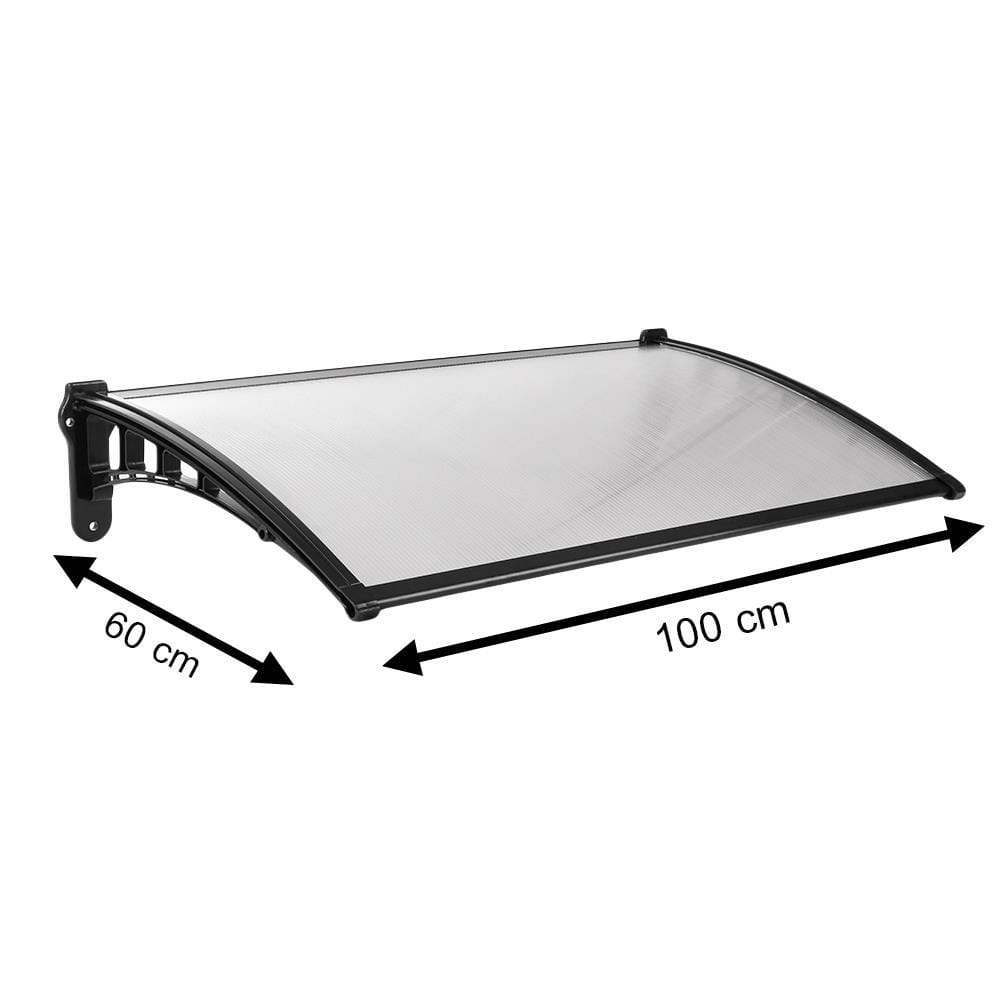 FIXED POLYCARBONATE AWNING SUNSHIELD 60X100CM CLEAR