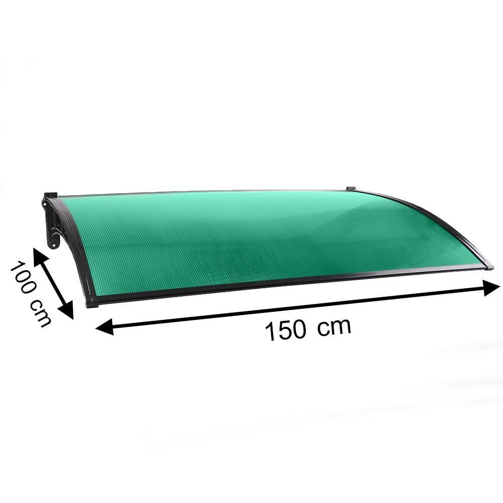 FIXED POLYCARBONATE AWNING SUNSHIELD 100X150CM GREEN