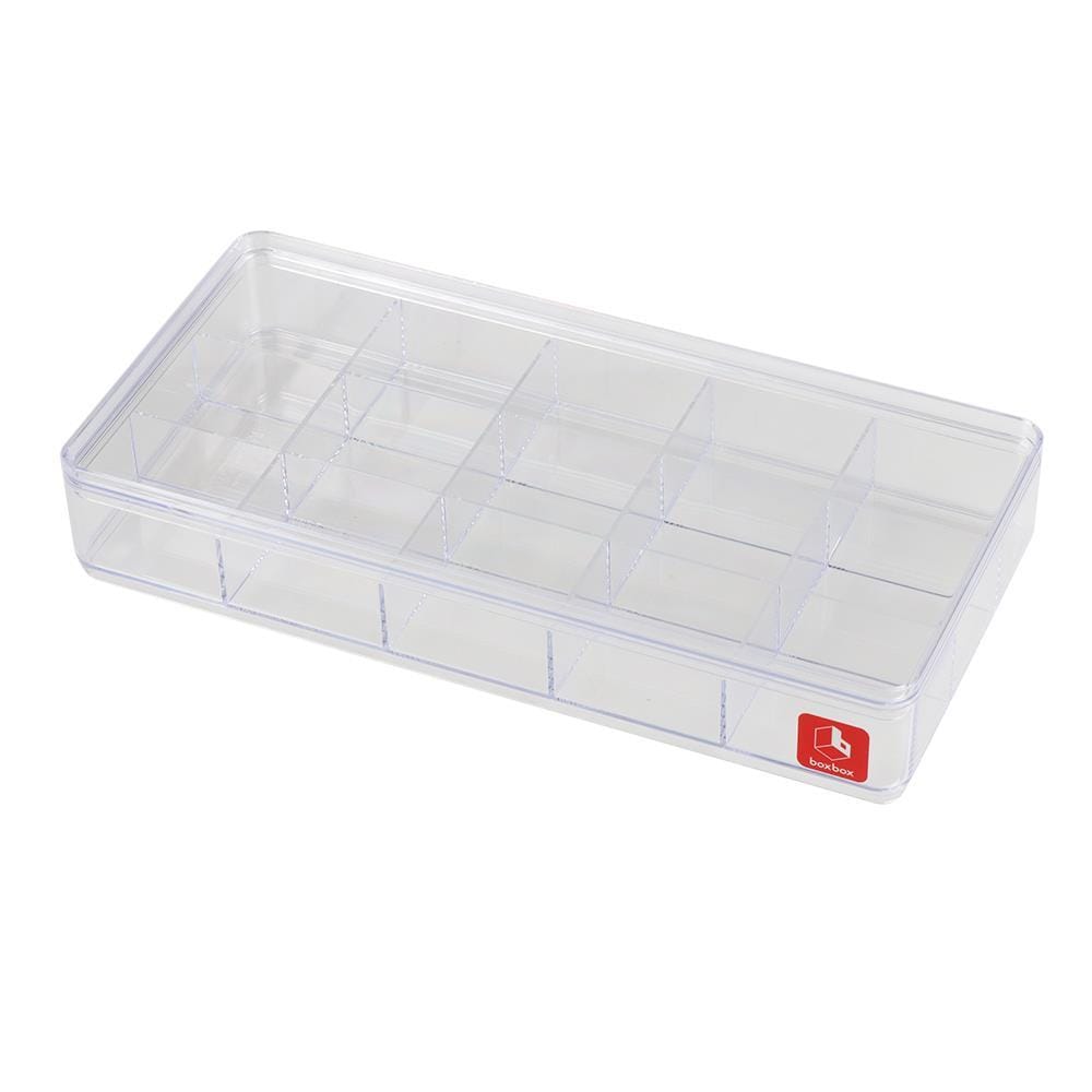STORAGE BOX WITH 15 COMPARTMENTS BOXBOX BB010415 13.5X28.2X4.8CM CLEAR